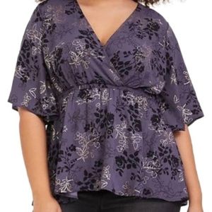 Torrid Purple-Grey Floral Top